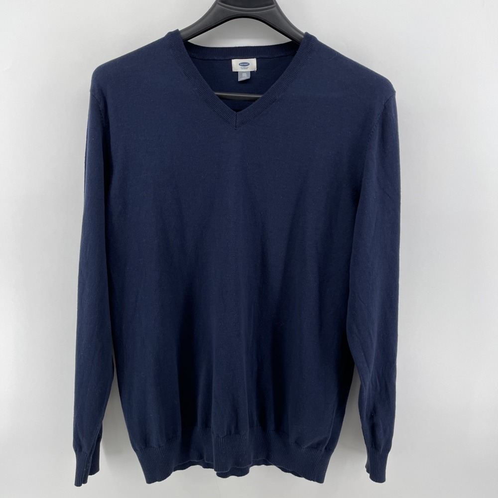 Old Navy V Neck Sweater Mens XXL Lightweight‎ 100% Cotton Navy Blue Classic